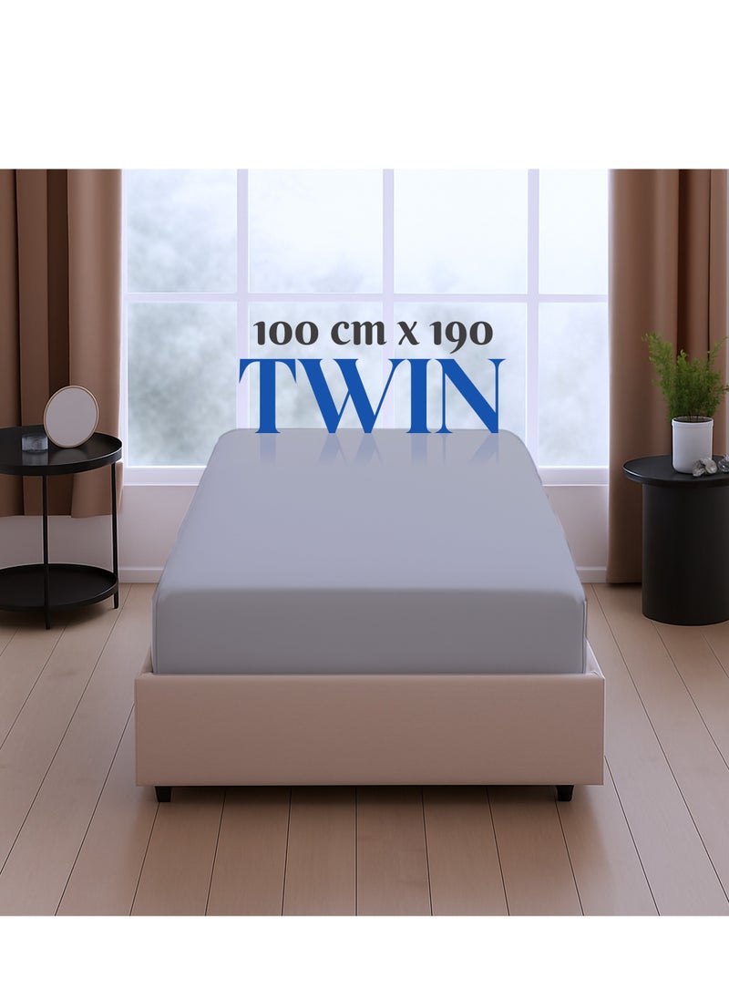 Infinitee Xclusives - Infinitee Xclusives Twin Size Fitted Sheet (100 cm x 190 cm) – 40cm Deep Pocket Bed Sheet – Soft Microfiber – Shrink Resistant Bed Sheet – 1 Fitted Bed Sheet Only (Grey) - Image 1