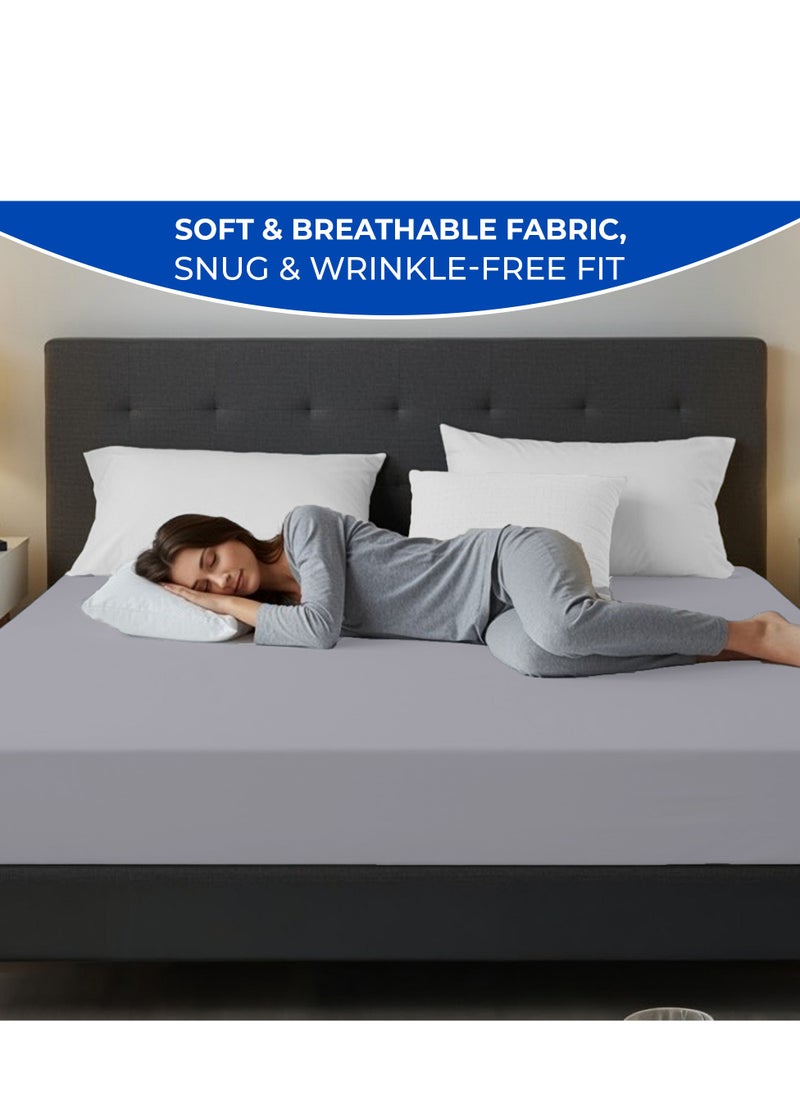 Infinitee Xclusives - Infinitee Xclusives Twin Size Fitted Sheet (100 cm x 190 cm) – 40cm Deep Pocket Bed Sheet – Soft Microfiber – Shrink Resistant Bed Sheet – 1 Fitted Bed Sheet Only (Grey) - Image 1