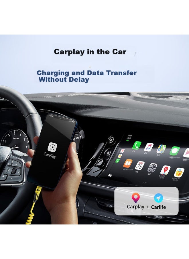 Jowoye Huawei Phone Data Cable Type-C Xiaomi Apple 14 Super Fast Charge 65W Honor Android Iphone 15/16 Carplay/Carlife Spring Car Charger Cable - Image 4