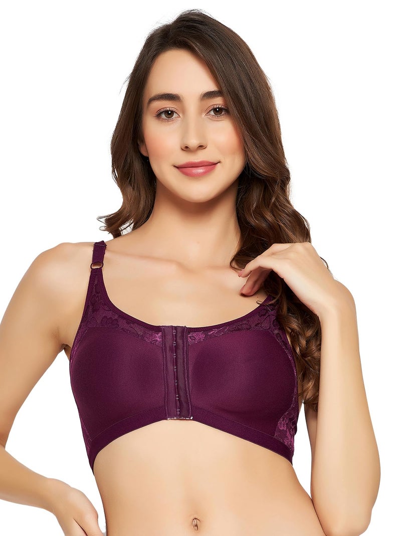 Clovia Women's Cotton Solid Non-Padded Full Cup Wire Free Everyday Bra (BR2405A15_40B_Purple) - Image 3