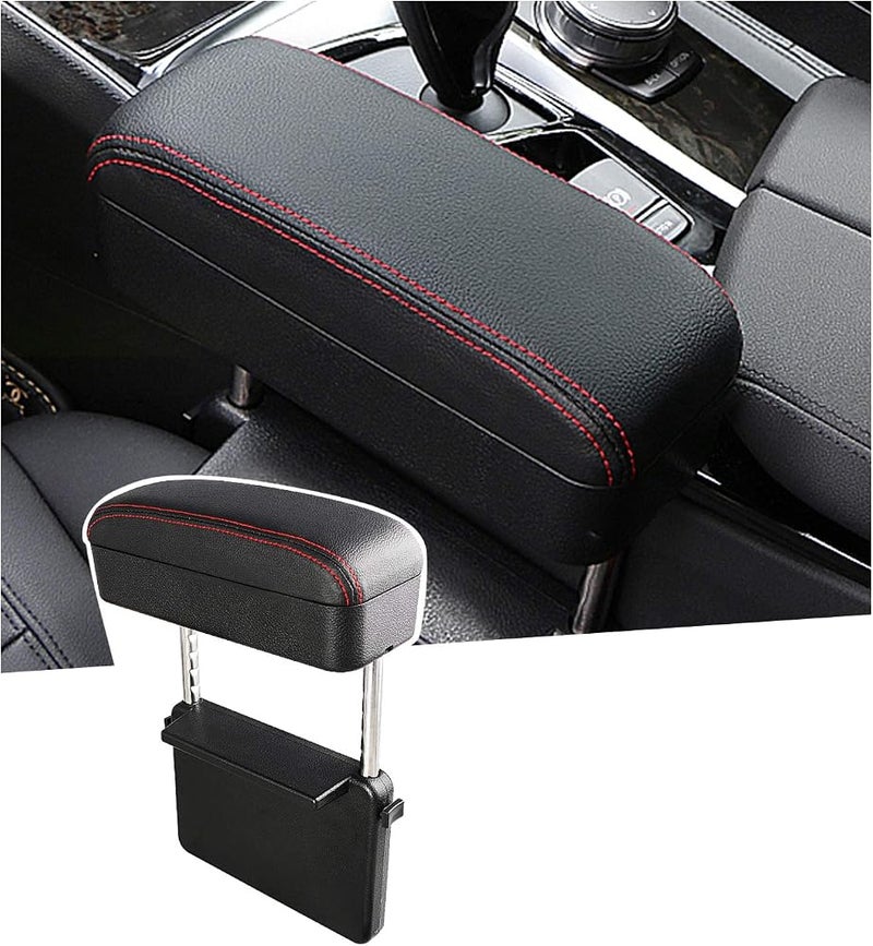 SKTU Auto Car Armrest Extender Support Elbow & Forearm Arm Wrist Rest Support Adjustable Height Comfort Pad Universal Fit for Most Car Models Center Console (Red with Organizer) - Image 1