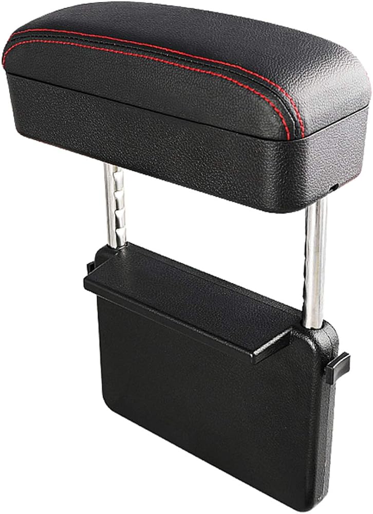 SKTU Auto Car Armrest Extender Support Elbow & Forearm Arm Wrist Rest Support Adjustable Height Comfort Pad Universal Fit for Most Car Models Center Console (Red with Organizer) - Image 2