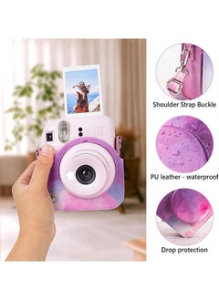 O Ozone PU Leather Camera Case for Fujifilm Instax Mini 12 Instant Camera | Protective Camera Cover with Adjustable Shoulder Strap - Pink Cloud  - Image 3
