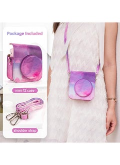 O Ozone PU Leather Camera Case for Fujifilm Instax Mini 12 Instant Camera | Protective Camera Cover with Adjustable Shoulder Strap - Pink Cloud  - Image 5