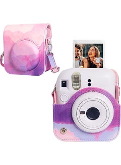 O Ozone PU Leather Camera Case for Fujifilm Instax Mini 12 Instant Camera | Protective Camera Cover with Adjustable Shoulder Strap - Pink Cloud  - Image 1
