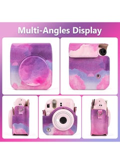 O Ozone PU Leather Camera Case for Fujifilm Instax Mini 12 Instant Camera | Protective Camera Cover with Adjustable Shoulder Strap - Pink Cloud  - Image 4