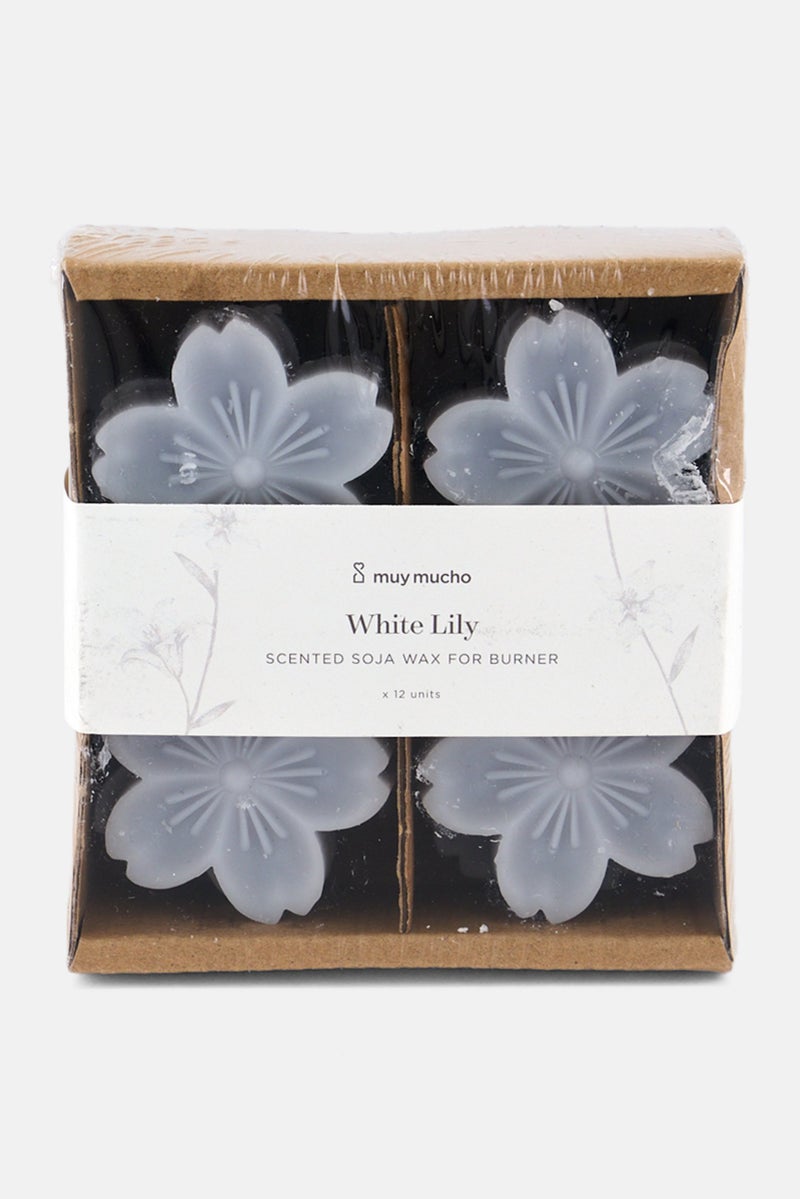Muy Mucho 12 Pcs White Lily Scented Soja Wax Burner, Ash Grey - Image 1