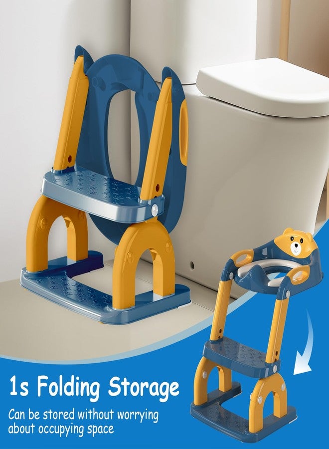 kimitimi Potty Training Seat with Step Stool for Toddlers - Upgrade 2-in-1 Toilet Seat Toilet Ladder for Kids Children Boys Girls, Anti-Slip Pad & Adjustable Height with Waterproof - Dark Blue - Image 5