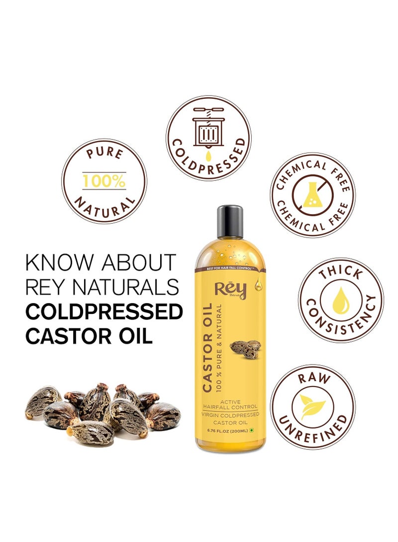 Rey Naturals Castor Oil Arandi Oil Premium Cold Pressed for Hair  Skin Care 200ml Pack of 2 - Image 3