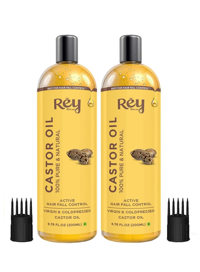 Rey Naturals Castor Oil Arandi Oil Premium Cold Pressed for Hair  Skin Care 200ml Pack of 2 - Image 1