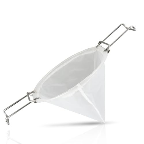 AYUSEB 10” Reusable Cone Filter Bag for Frying Oil - with Folding Arms to Attach to Deep Fryers, Cooking Oil Filter Holder, Maple Syrup Cone Filter Stand - Durable Construction - Easy to Clean - Image 1