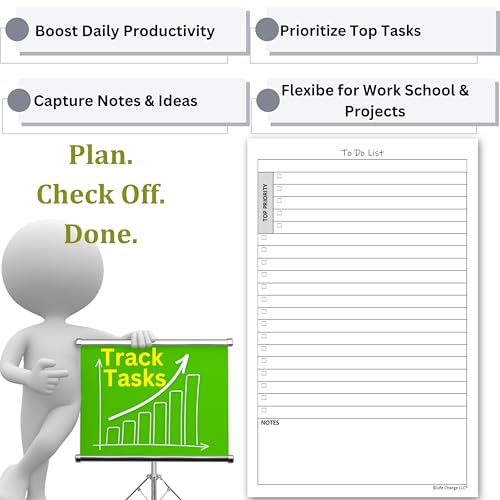 Life Charge To Do List Planner Notepads, 2 Pack, 50 Pages Each (100 Total), Undated ToDo Checklist with Priority & Notes Sections, Daily Task Organizer for Work, Projects & Home, 8.5 x 5.5 Half Letter, Portrait – Life Charge - Image 4