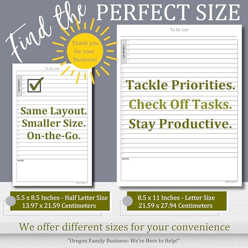 Life Charge To Do List Planner Notepads, 2 Pack, 50 Pages Each (100 Total), Undated ToDo Checklist with Priority & Notes Sections, Daily Task Organizer for Work, Projects & Home, 8.5 x 5.5 Half Letter, Portrait – Life Charge - Image 3