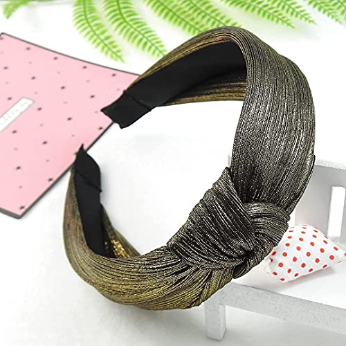 Drishti Solid Shimmer Fabric Knot Plastic Hairband Headband for Girls and Woman Pack Of-1 (Golden) - Image 3