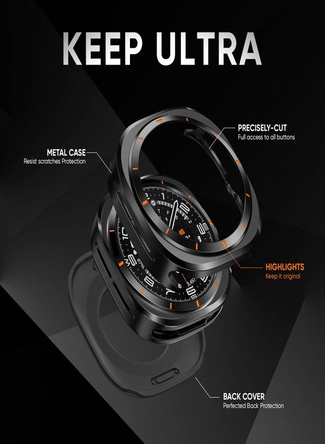 Suitisbest Metal Case for Samsung Galaxy Watch Ultra 47mm Case, Stainless Steel Protective Rugged Bumper Thin Frame with Ceramic-Like Back Cover for Galaxy Watch Ultra 47mm for Men Women - Image 5