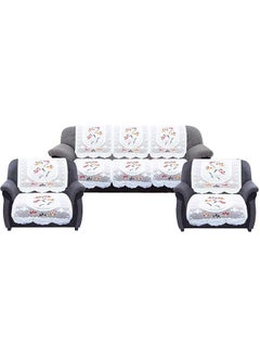 Kuber Industries Flower Cotton 7 Piece 5 Seater Sofa Cover With Center Table Cover  - Image 4