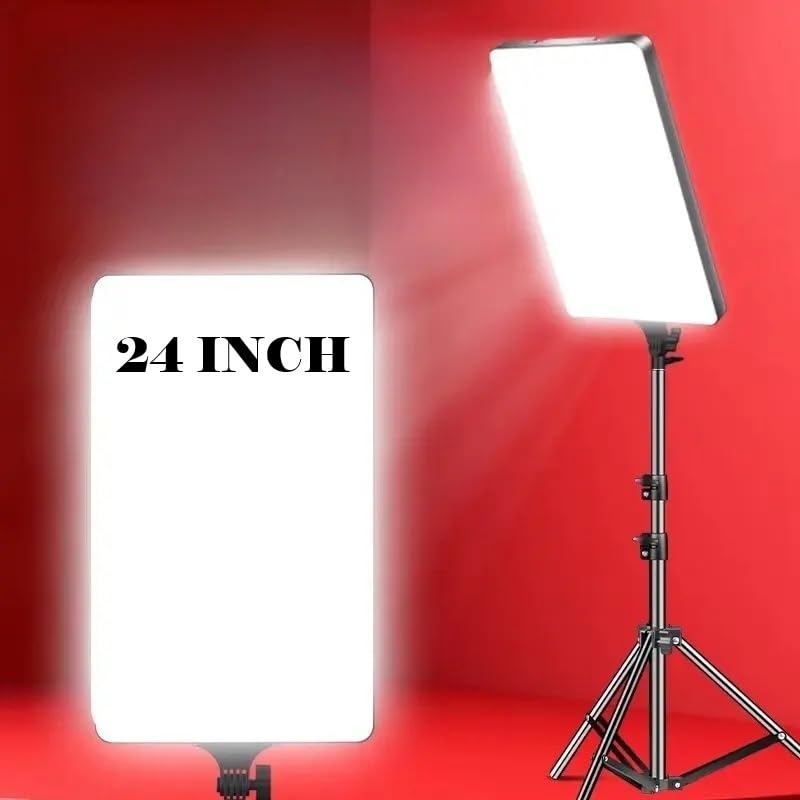 FKU 24inch LED Video Light Panel 2700K-6500K Photo Studio Lamp,Super Clamp + E Brecket Remote and 7FEET Tripod Stand Flash [24 Inch Light + 7 Feet Stand Flash (24 INCH + 7 FEET) - Image 2