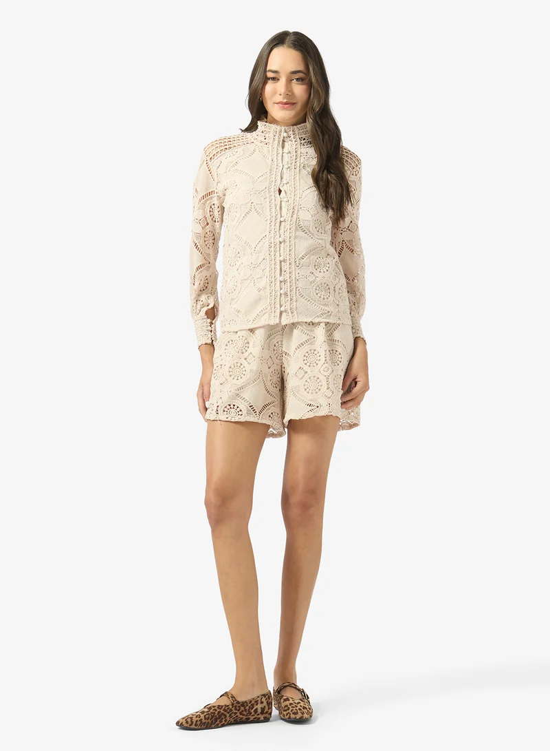 جينجر طقم قميص وشورت دانتيل مفتوح