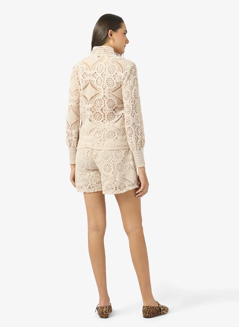 جينجر طقم قميص وشورت دانتيل مفتوح