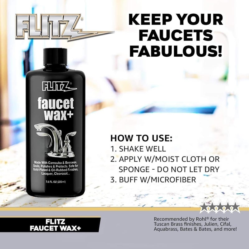 Flitz Faucet Wax + Polish Sealant - 7.6 oz Carnauba and Beeswax Formula for Kitchen and Bathroom Fixtures - Image 4