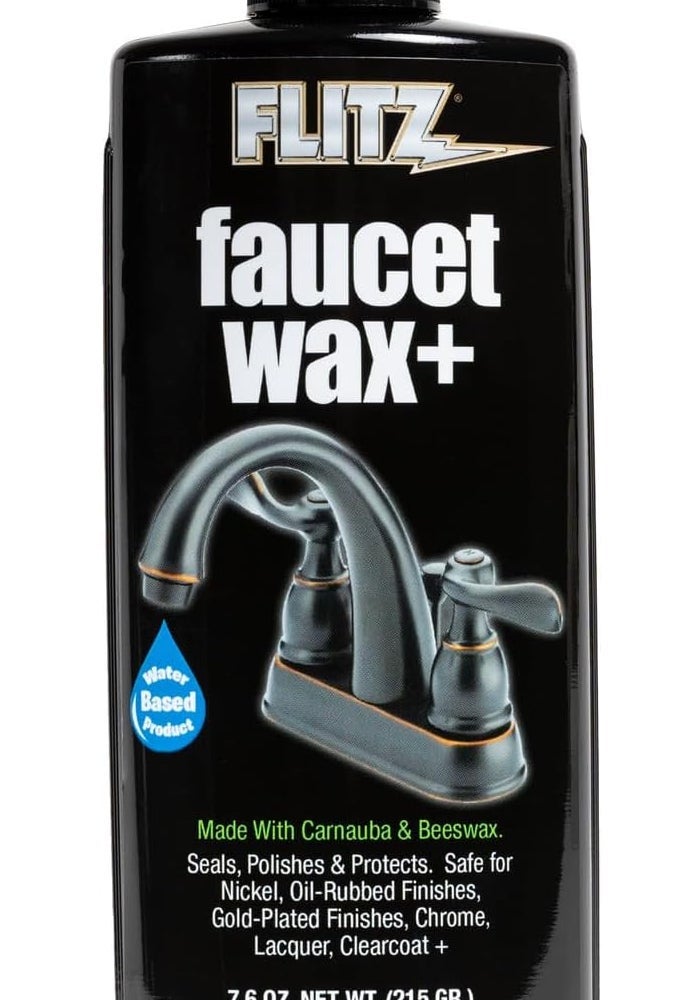 Flitz Faucet Wax + Polish Sealant - 7.6 oz Carnauba and Beeswax Formula for Kitchen and Bathroom Fixtures - Image 1