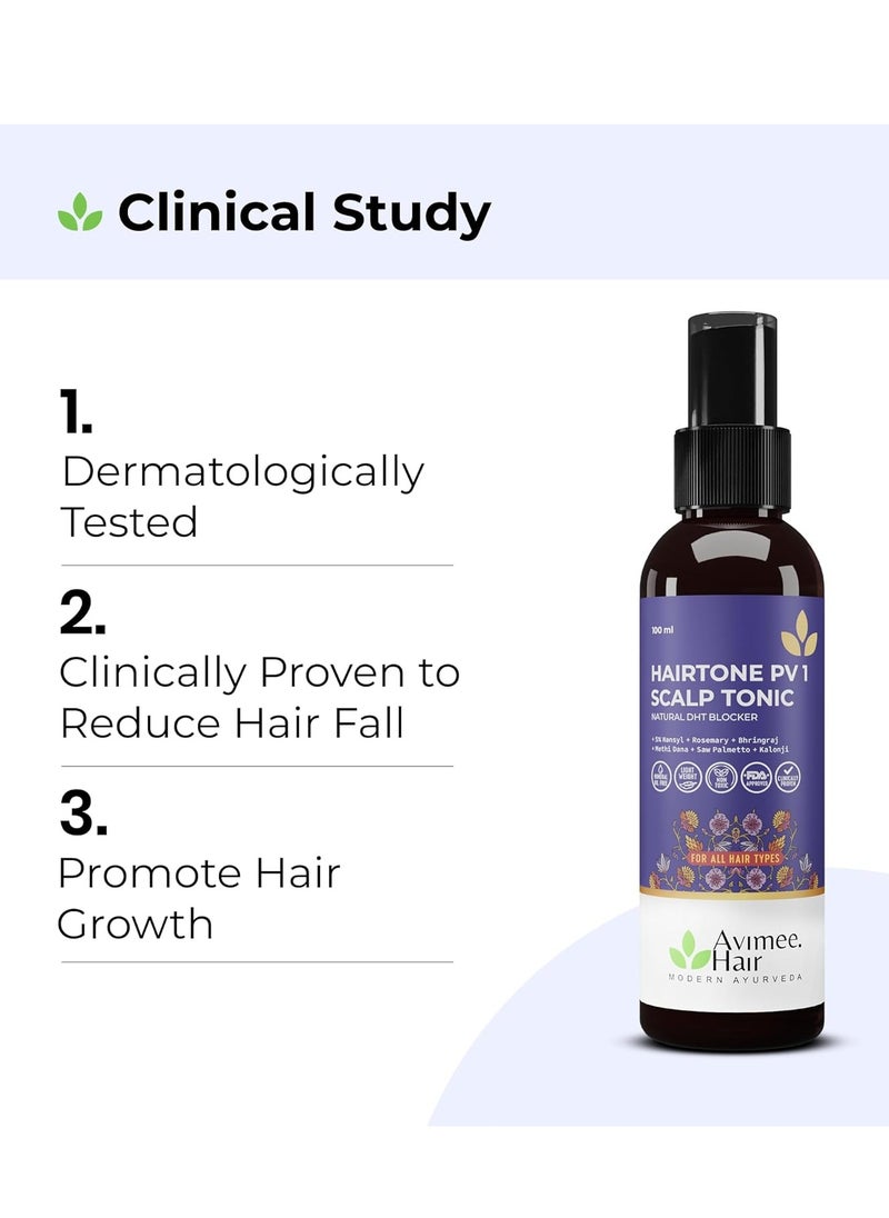 AVIMEE HERBAL - Avimee Herbal Hairtone PV 1 Scalp Spray | Natural DHT Blocker & Fights Hair Fall | With Rosemary, Saw Palmetto, Amla, Methi & Bhringraj Extracts | Serum For Men & Women | 100 ml - Image 1