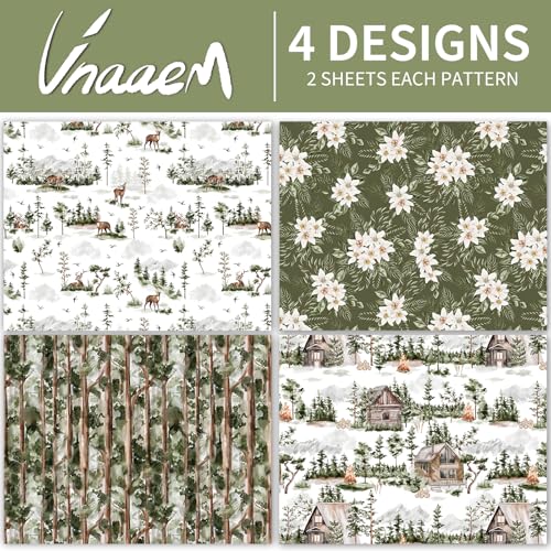 Vnaaem Forest Wrapping Paper 4 Watercolor Holiday Style Gift Wrap Paper Bulk Christmas Tree for Christmas Winter Wedding Baby Shower 20 X 28 Inches 8 Folded Sheet - Image 5