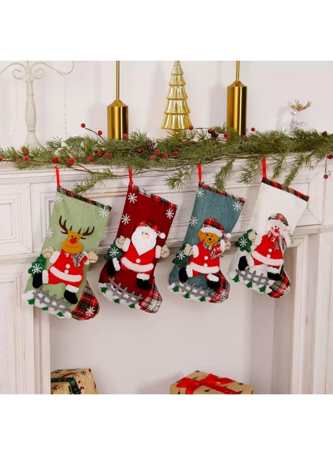 Y&D جوارب عيد الميلاد الشخصية 4 عبوات - جوارب عيد الميلاد الصغيرة المخصصة مع الرنة، سانتا كلوز، رجل الثلج، الدب لتزيين المنزل في عيد الميلاد، مجموعة من 4 - Image 1