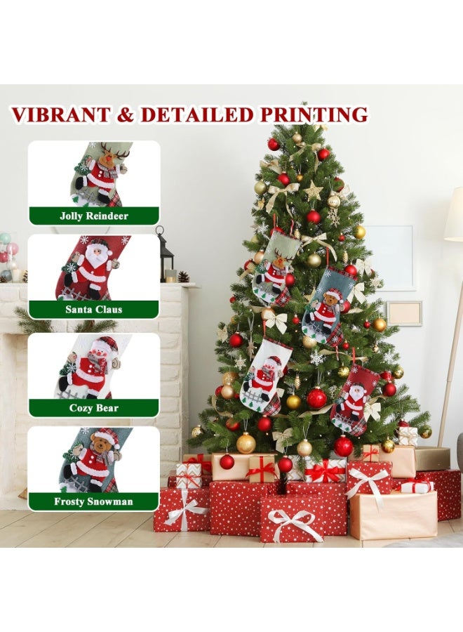Y&D جوارب عيد الميلاد الشخصية 4 عبوات - جوارب عيد الميلاد الصغيرة المخصصة مع الرنة، سانتا كلوز، رجل الثلج، الدب لتزيين المنزل في عيد الميلاد، مجموعة من 4 - Image 2