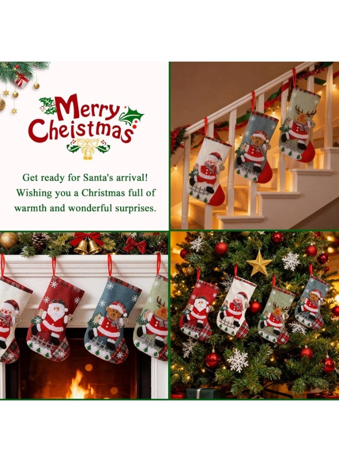 Y&D جوارب عيد الميلاد الشخصية 4 عبوات - جوارب عيد الميلاد الصغيرة المخصصة مع الرنة، سانتا كلوز، رجل الثلج، الدب لتزيين المنزل في عيد الميلاد، مجموعة من 4 - Image 3