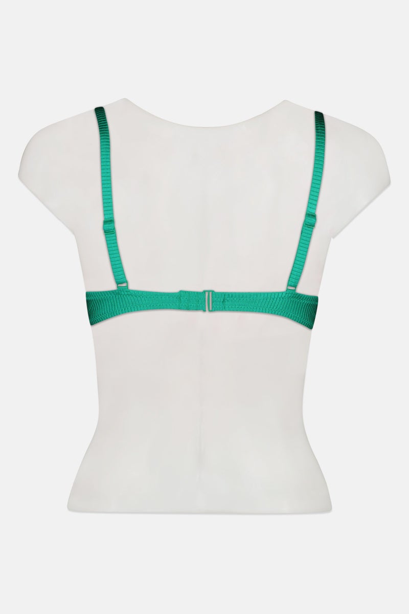 Aerie Women Non Padded Textured Bra, Green - Image 3