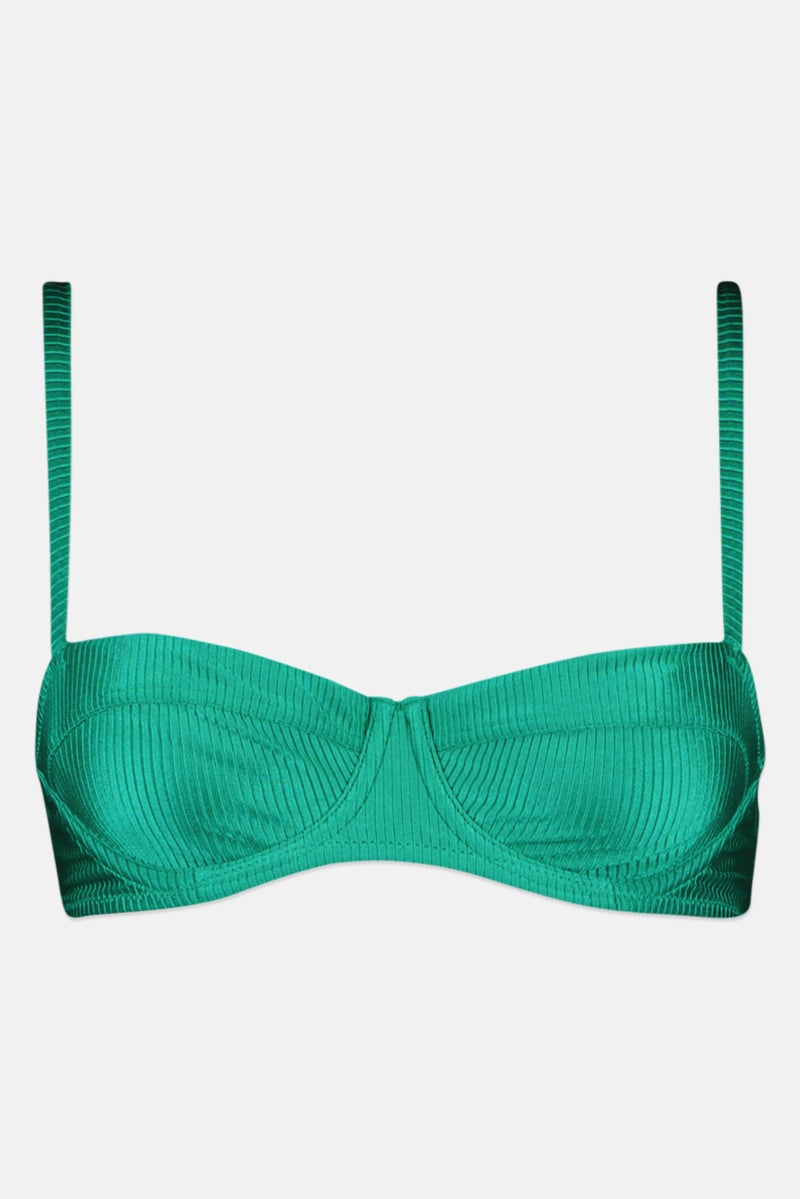 Aerie Women Non Padded Textured Bra, Green - Image 2