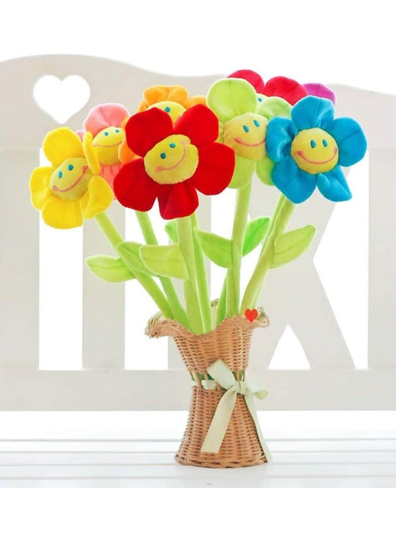 KASTWAVE SYOSI Artificial Plush Flower, Bendable Curtain Buckle Tiebacks, Birthday Wedding Party Durable Plush Daisy Flower Bouquet, with Happy Smiley Face Gift for Kids Baby Girl Toddlers, 16PCS - Image 5