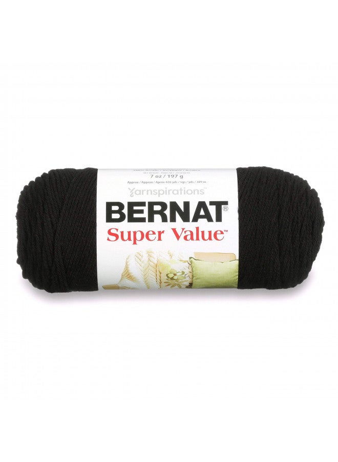 Bernat Super Value Yarn, 7 oz, Gauge 4 Medium Worsted, Black - Image 2