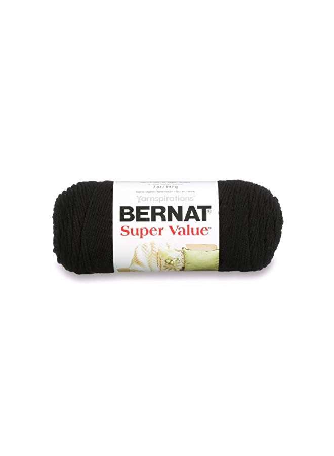Bernat Super Value Yarn, 7 oz, Gauge 4 Medium Worsted, Black - Image 1