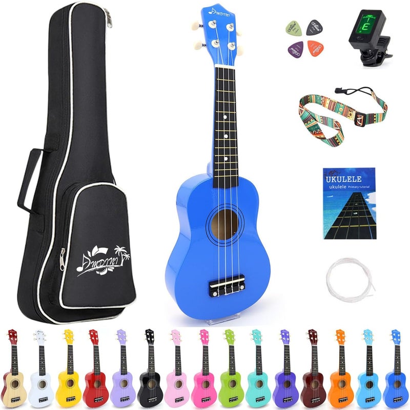 Amdini 21 Inch Ukulele for Beginners Basswood Soprano Ukelele Kit for Kids Adult Student Starter Mini Guitar Ukalelee Pack Bundle with Book Gig Bag Tuner Strap Picks Nylon Strings (Navy Blue) - Image 1