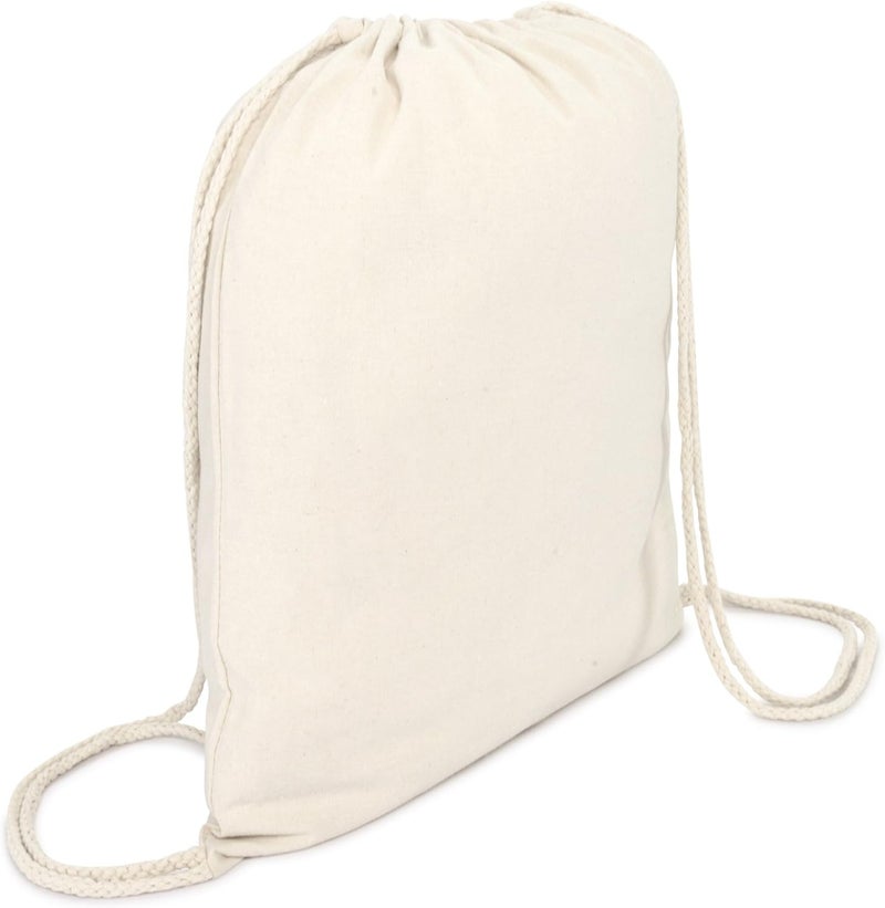DALIX Canvas Drawstring Bag String Backpack Gym Mens Womens Natural Beige 2 Pack - Image 2