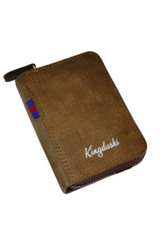 Kingdushi Men's Leather Zipper Wallet – Stylish, Compact & Secure Card Holder