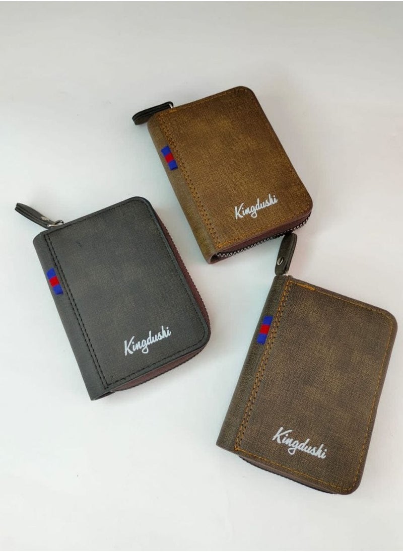 Kingdushi - Kingdushi Men's Leather Zipper Wallet – Stylish, Compact & Secure Card Holder - Image 1
