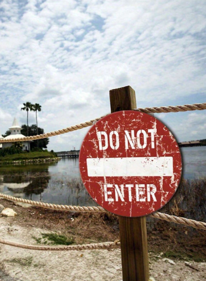 971ميديا لافتة معدنية دائرية لا تدخل - Image 2