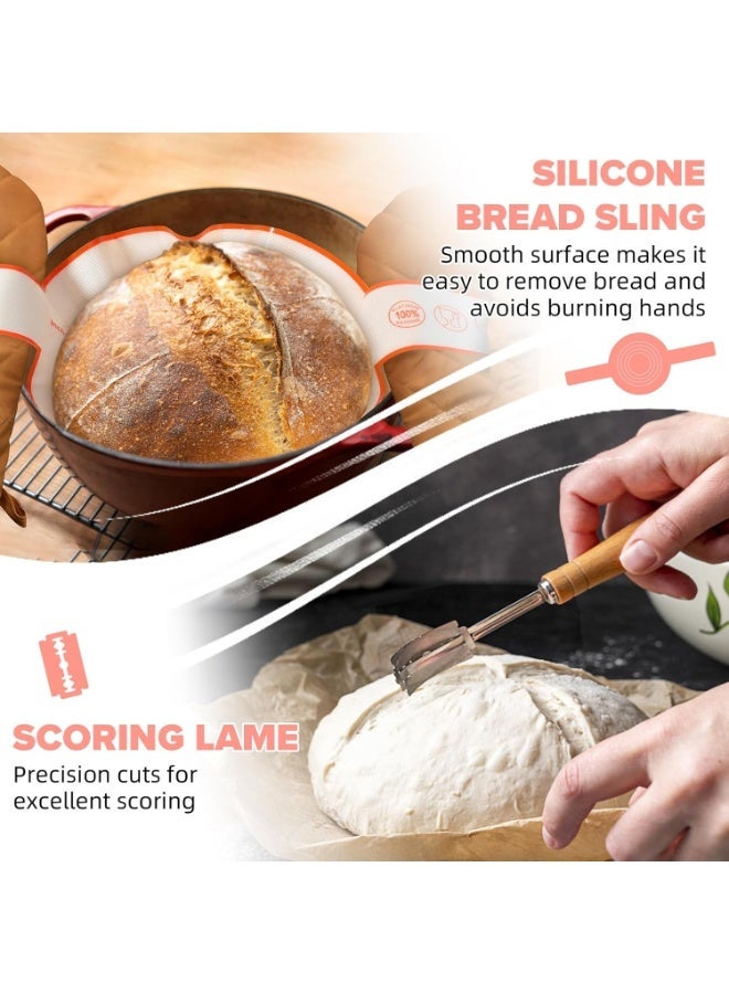 Bukela Sourdough Starter Kit, 15 Pcs Sour Dough Bread Baking Supplies for Beginners with 24 Oz Glass Starter Jar, Complete Bread Making Set with Silicone Banneton Proofing Basket, Baking Accessory - Image 4