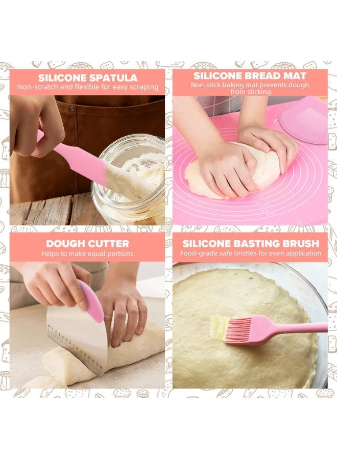 Bukela Sourdough Starter Kit, 15 Pcs Sour Dough Bread Baking Supplies for Beginners with 24 Oz Glass Starter Jar, Complete Bread Making Set with Silicone Banneton Proofing Basket, Baking Accessory - Image 3