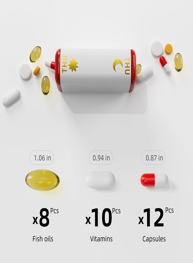 Restree Weekly Pill Organizer Two Time a Day, 7 Day Travel Pill Box, Daily Medicine Organizer, AM&PM Portable Pill Case for Vitamins Fish Oil/Supplements Medication Reminder Design (White) - Image 5