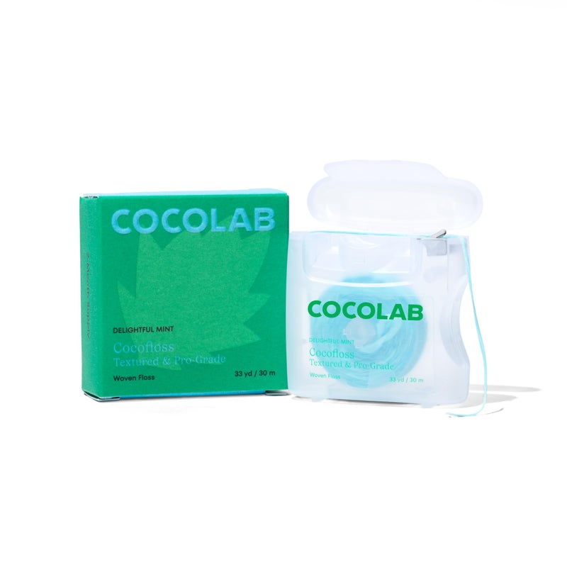 Cocofloss Woven Dental Floss, Dentist-Designed Oral Care, Mint, Waxed, Expanding, Vegan, Kid-Friendly String Floss with Coconut Oil, 1 Spool (33 yd) - Image 1