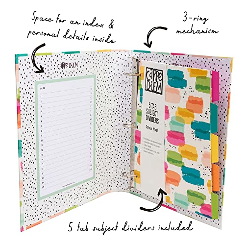 Pukka Pad, Carpe Diem Preloaded Rollbound Ringbinder – 12.4 x 10.8in – Includes Index, Personal Details, Planner Pages – Comes Preloaded with 5-Part Dividers – Standard 3-Ring Mechanism - Colorwash - Image 4