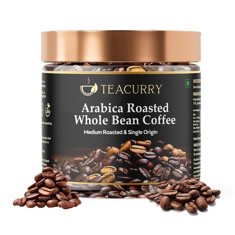 TEACURRY Arabica Roasted Coffee Beans Jar Whole (50 Grams)-Medium Roast With Rich Flavor And Aroma - Image 1