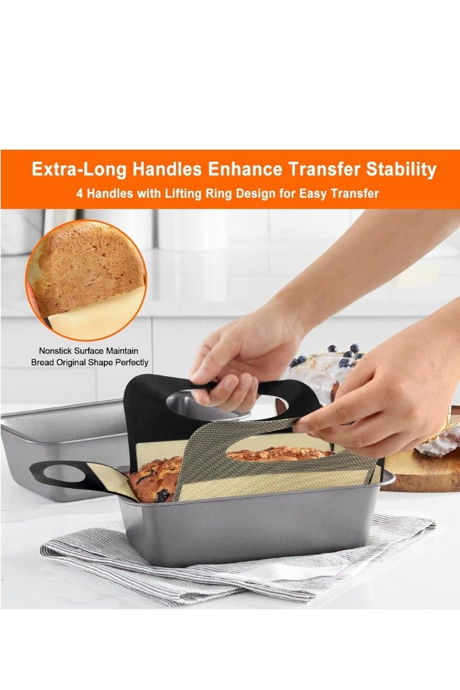 2-Pack Silicone Bread Loaf Pan Liners with 4 Handles, Food-Grade Silicone Loaf Pan Lifters (No Teflon), Non-Stick for Oven Trays, Kitchen Tool for Cheesecake, Cake, Pastry & Dough Transfer, Oven/Microwave/Air Fryer/Freezer Safe - Image 2