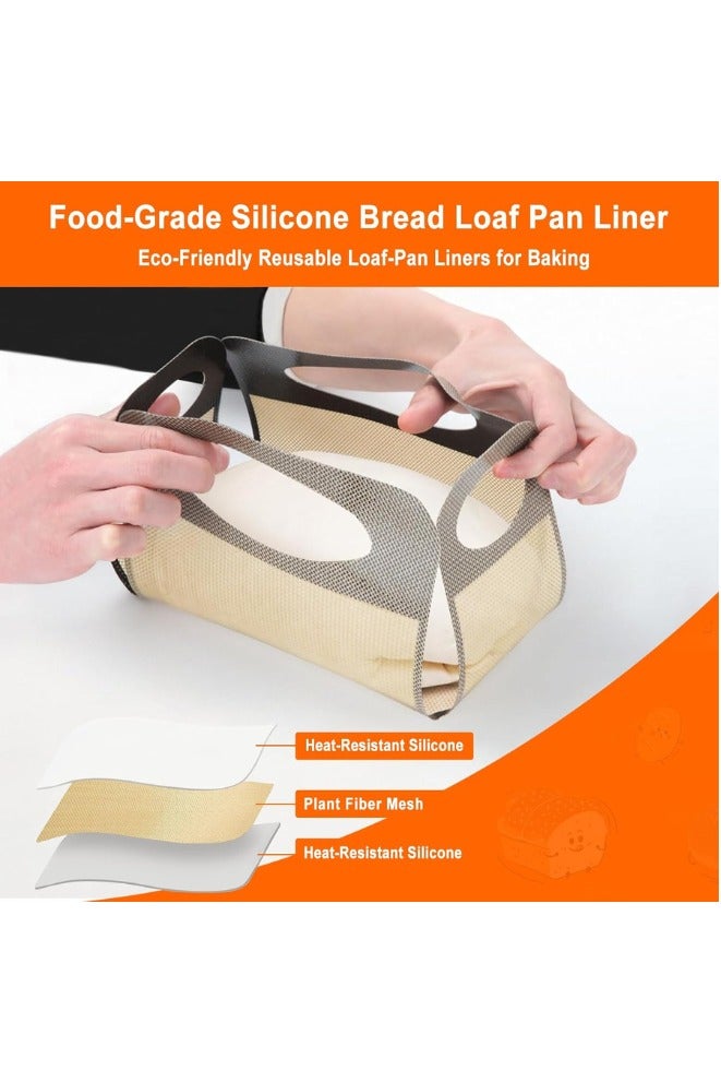 2-Pack Silicone Bread Loaf Pan Liners with 4 Handles, Food-Grade Silicone Loaf Pan Lifters (No Teflon), Non-Stick for Oven Trays, Kitchen Tool for Cheesecake, Cake, Pastry & Dough Transfer, Oven/Microwave/Air Fryer/Freezer Safe - Image 3