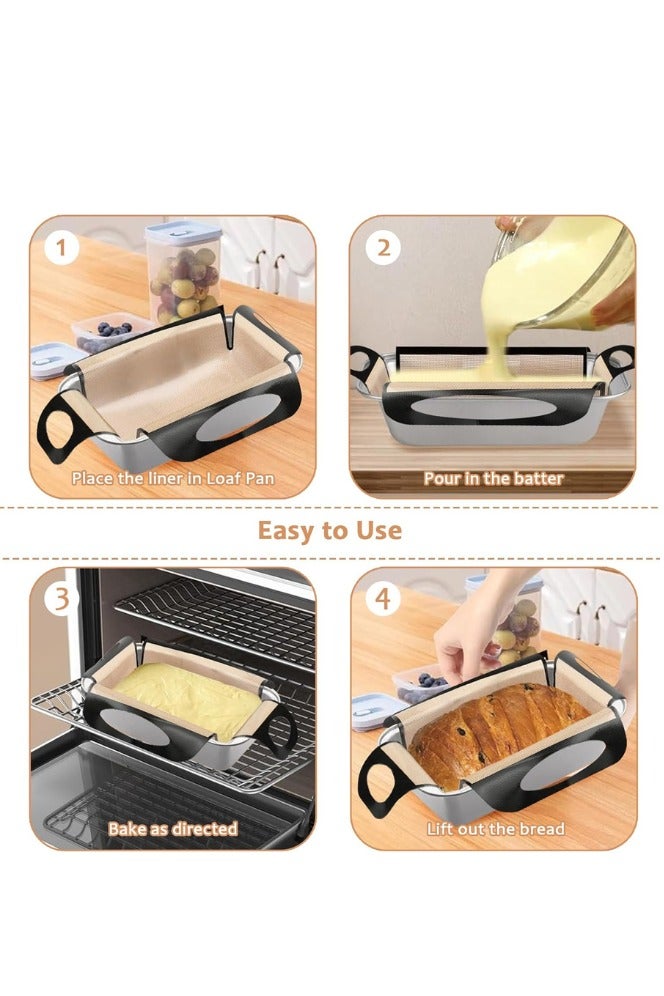 2-Pack Silicone Bread Loaf Pan Liners with 4 Handles, Food-Grade Silicone Loaf Pan Lifters (No Teflon), Non-Stick for Oven Trays, Kitchen Tool for Cheesecake, Cake, Pastry & Dough Transfer, Oven/Microwave/Air Fryer/Freezer Safe - Image 5