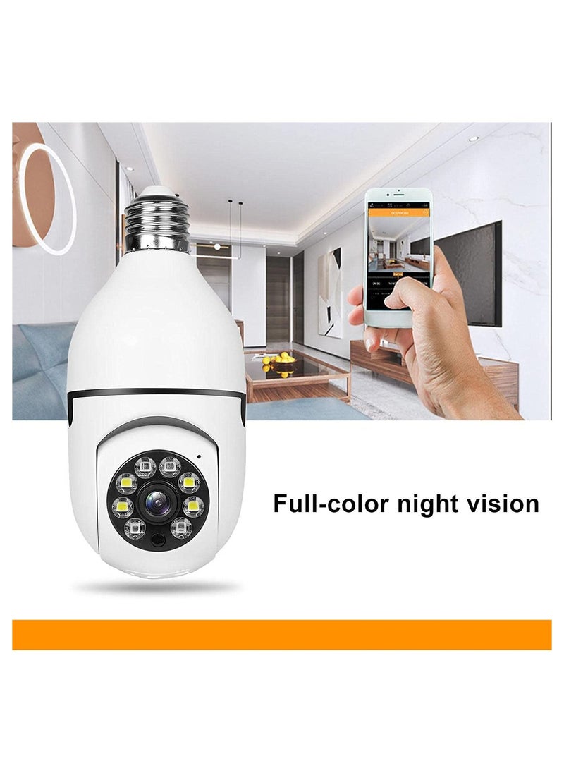Generic - Bulb Camera 1080P, Night Vision IP Camera, PTZ Camera, 4X Digital Zoom Monitor, Home Security System, WiFi Camera Full Color - Image 1